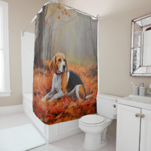 Rideaux De Douche Beagle en automne Leaves automne Inspire