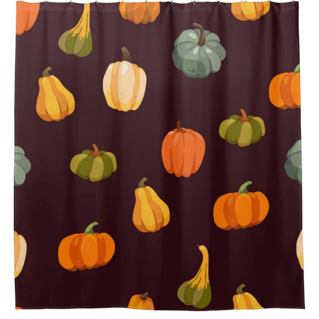 Rideaux De Douche Beau arrière - plan d'automne avec des citrouilles (Devant)