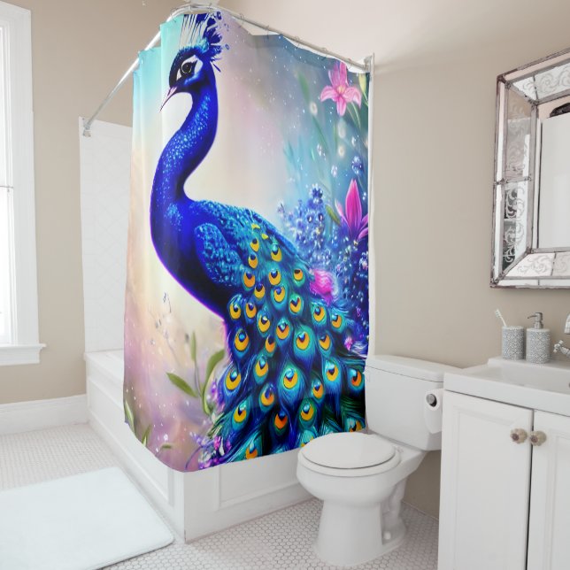 Rideaux De Douche Beau Imaginaire Peacock (En situation)