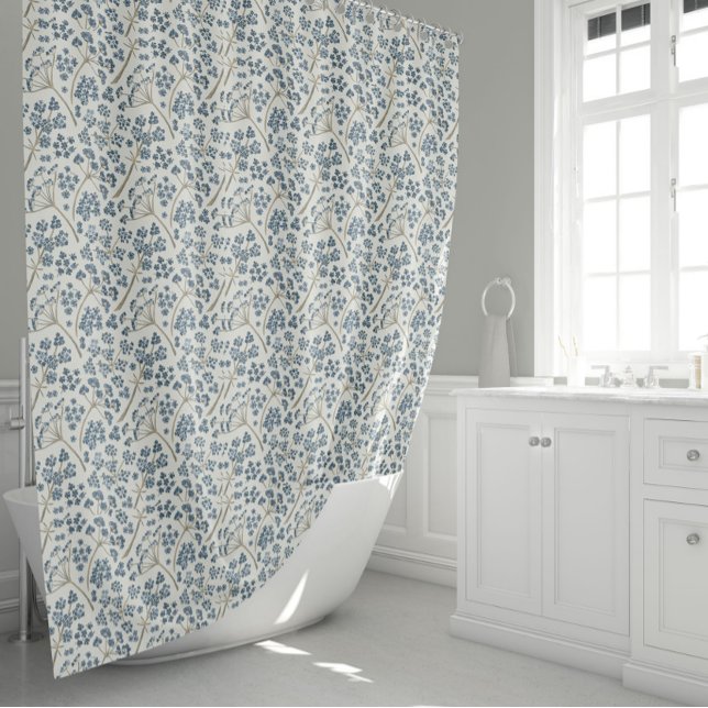 Rideaux De Douche Beau motif botanique bleu fleuri (Gorgeous Caraway Flowers Floral Pattern Shower Curtain from Studio Posies.)