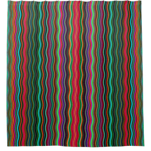 Rideaux De Douche Beau Motif coloré Wavy Stripe (Devant)