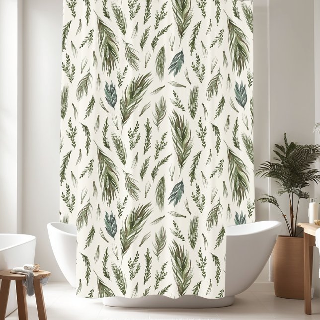 Rideaux De Douche Beau Motif de branche de Pine Tree (Créateur téléchargé)
