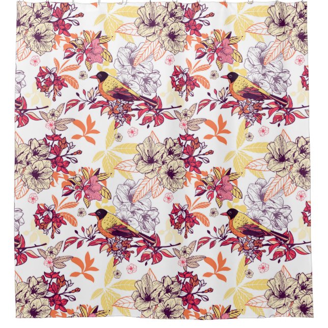 Rideaux De Douche Beau motif floral (Devant)