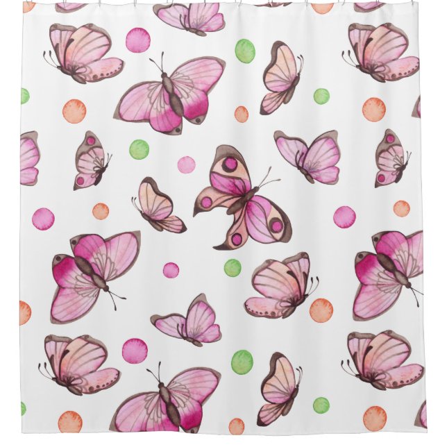 Rideaux De Douche Beau papillon & Pois (Devant)