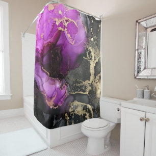 Rideaux De Douche Beau rose violet noir Or unique Art