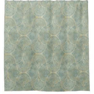 Rideaux De Douche Beau, ventilateur, art déco, motif, couleurs verte