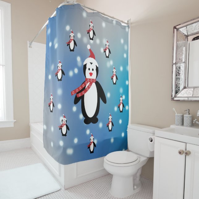 Rideaux De Douche Beaucoup de pingouins (En situation)