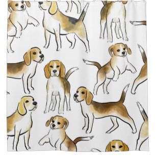 Rideaux De Douche Beauté beagle : Motif de chien aquarelle