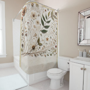 Rideaux De Douche Beauté de la nature Fleurs et feuilles botaniques