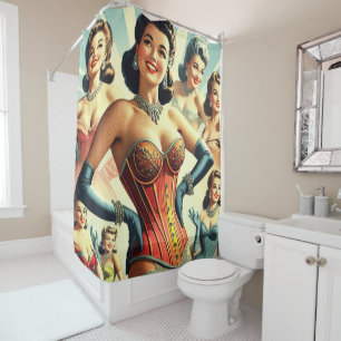 Rideaux De Douche Beauté vintage Corset Girl