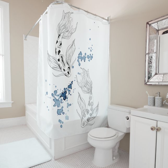 Rideaux De Douche Beautiful Japonais Koi Fish Swimming (En situation)