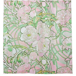 Rideaux De Douche Beaux-arts de Nouveau d'art de pivoines