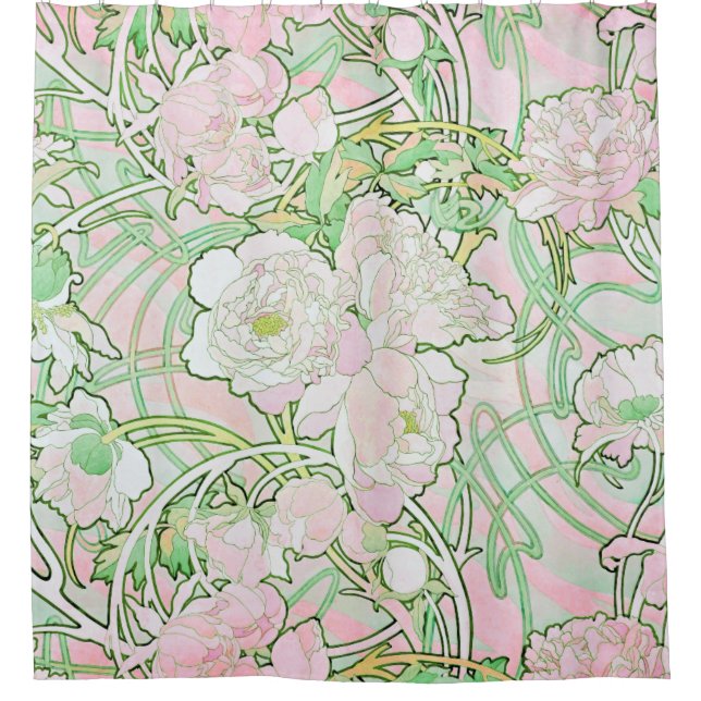 Rideaux De Douche Beaux-arts de Nouveau d'art de pivoines (Devant)