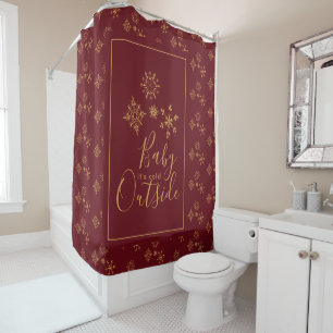Rideaux De Douche Bébé c'est froid dehors Golden Snowflakes