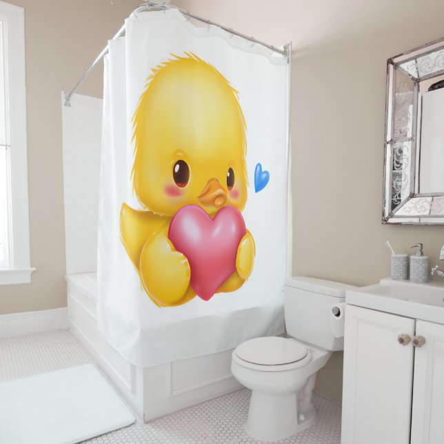 Rideaux De Douche Bébé mignon avec coeur rose Valentine (En situation)