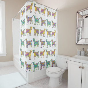 Rideaux De Douche Bébé psychédélique chèvre coloré Art animal