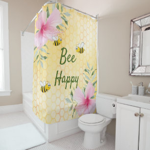 Rideaux De Douche Bee Happy bumble abeilles jaune miel doux