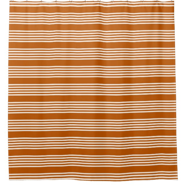 Rideaux De Douche Beige et orange brûlé cinq rayures motif (Devant)