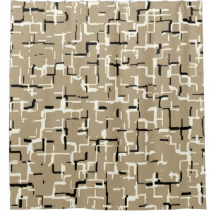 Rideaux De Douche Beige moderne avec Motif noir et blanc unique
