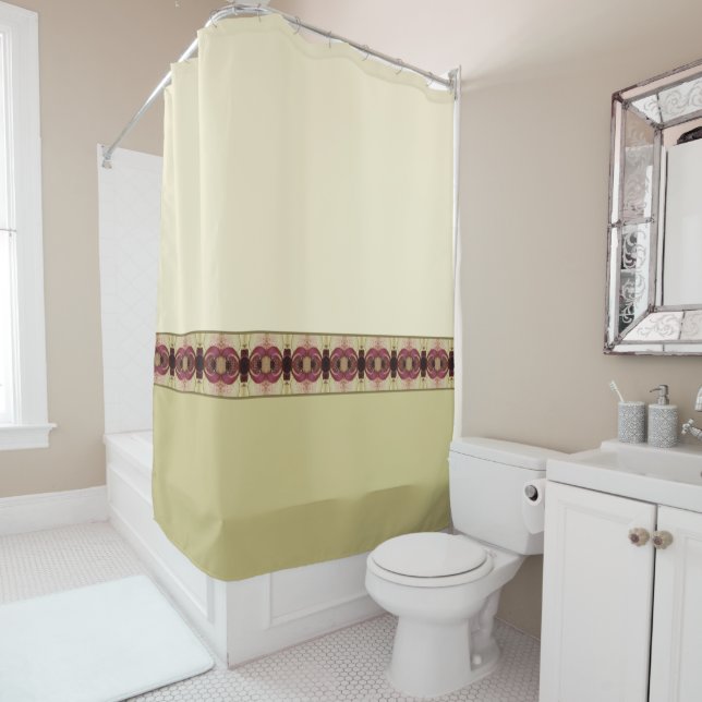 Rideaux De Douche Beige or bordeaux (En situation)