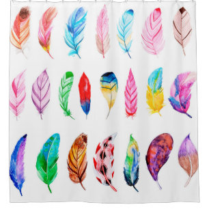 Rideaux De Douche Belle collection de plume d'aquarelle