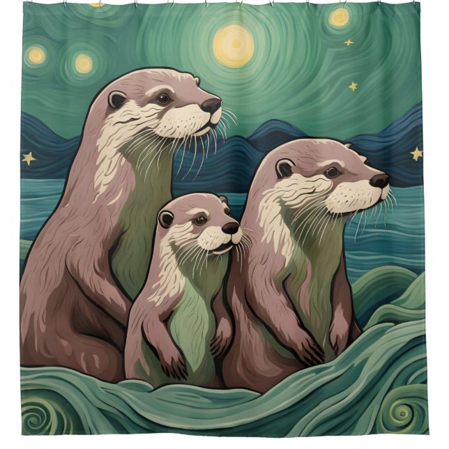 Rideaux De Douche Belle famille Otter Van Gogh Style Van Gogh (Devant)
