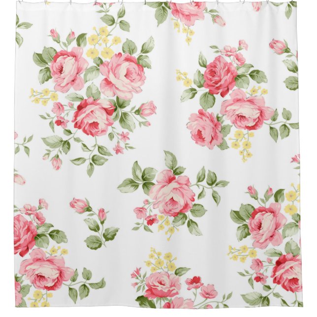 Rideaux De Douche Belle motif de fleur rose, petite bouqu fleurie (Devant)