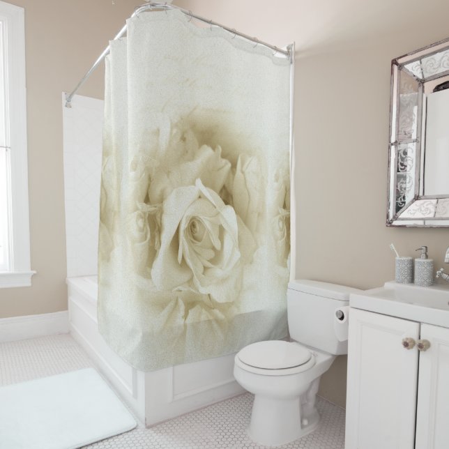 Rideaux De Douche Belle rose blanche (En situation)