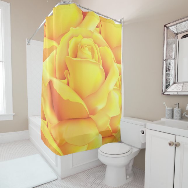 Rideaux De Douche Belle rose jaune (En situation)