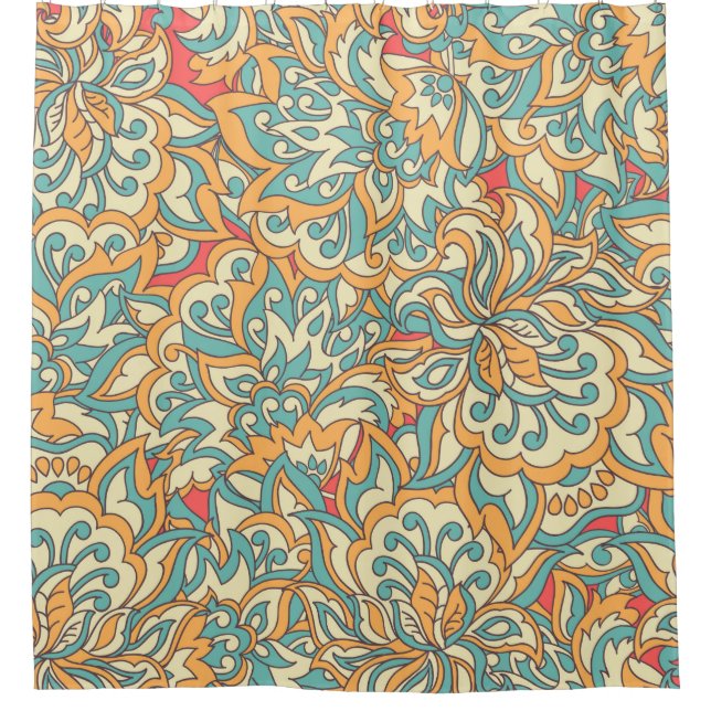 Rideaux De Douche belles fleurs sans couture motif. floral vintage (Devant)