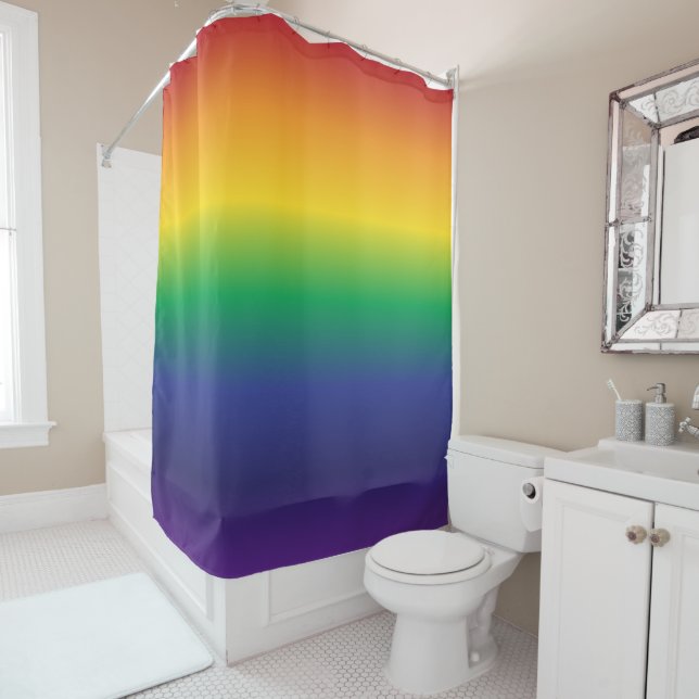 Rideaux De Douche Belles rayures arc-en-ciel brillantes (En situation)