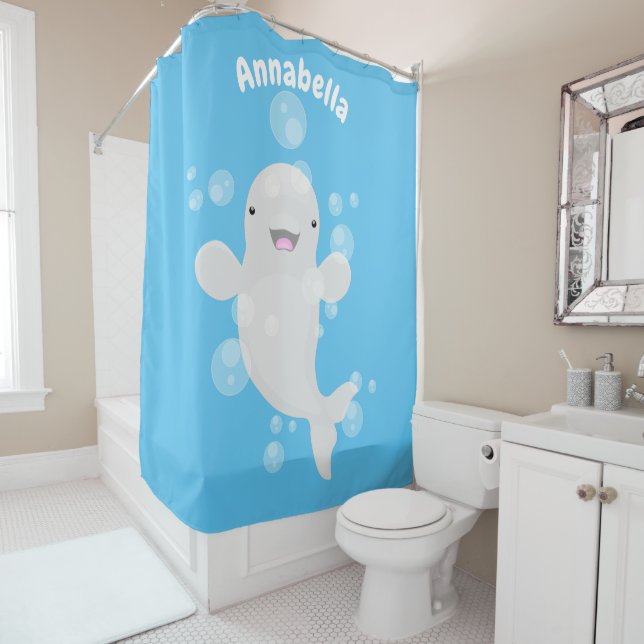 Rideaux De Douche Béluga mignon bulles dessin de dessin animé (En situation)