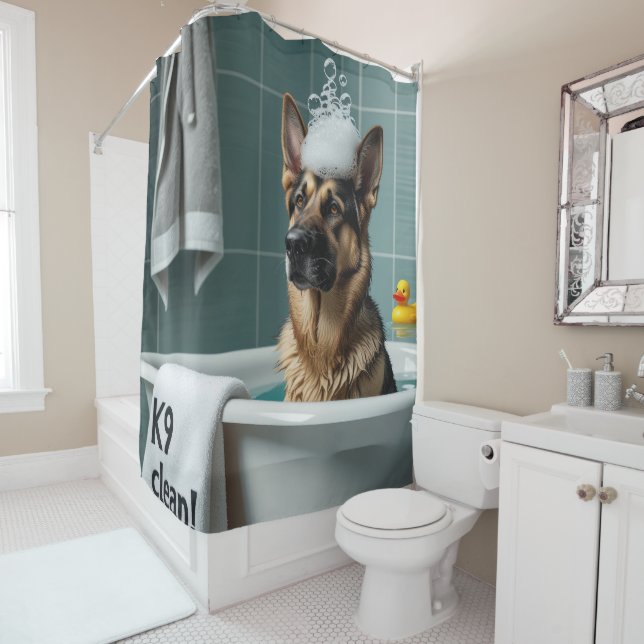 Rideaux De Douche berger allemand Sloppy Sleepy mignonne drôle (En situation)