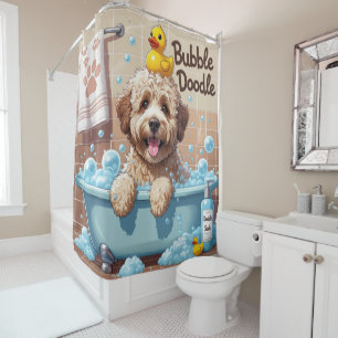 Rideaux De Douche Bernedoodle Sloppy Sleepy mignon drôle
