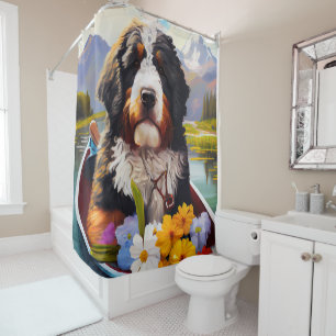 Rideaux De Douche Bernedoodle sur une pagaie : une aventure Pittores