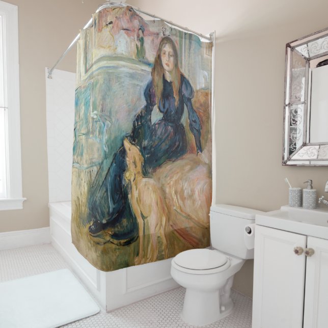 Rideaux De Douche Berthe Morisot - Julie et son Greyhound Laerte (En situation)
