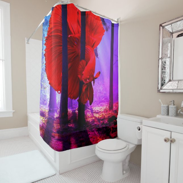 Rideaux De Douche Bêta rouge (En situation)