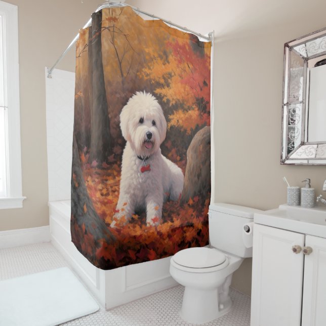Rideaux De Douche Bichon Frise en automne Feuilles automne Inspire (En situation)