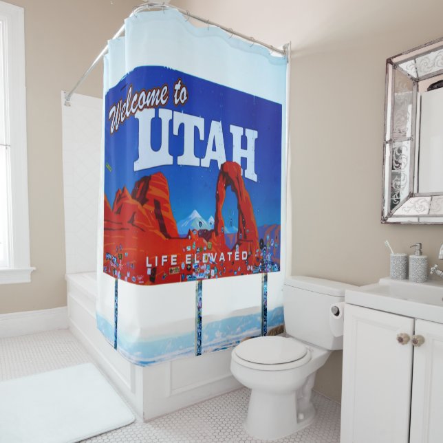 Rideaux De Douche Bienvenue dans le panneau Utah (En situation)
