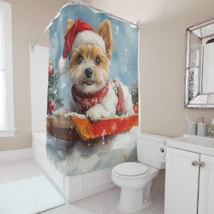 Rideaux De Douche Biewer Terrier Chien en Luge Laissez Tomber la Nei