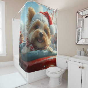Rideaux De Douche Biewer Terrier Chien Montagnes Russes Noël 