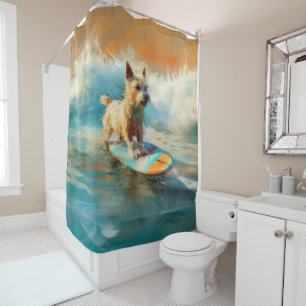 Rideaux De Douche Biewer Terrier Plage Surf Peinture