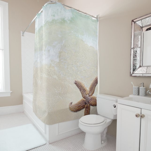 Rideaux De Douche Big Starfish Tropical Ocean Beach Bath (En situation)