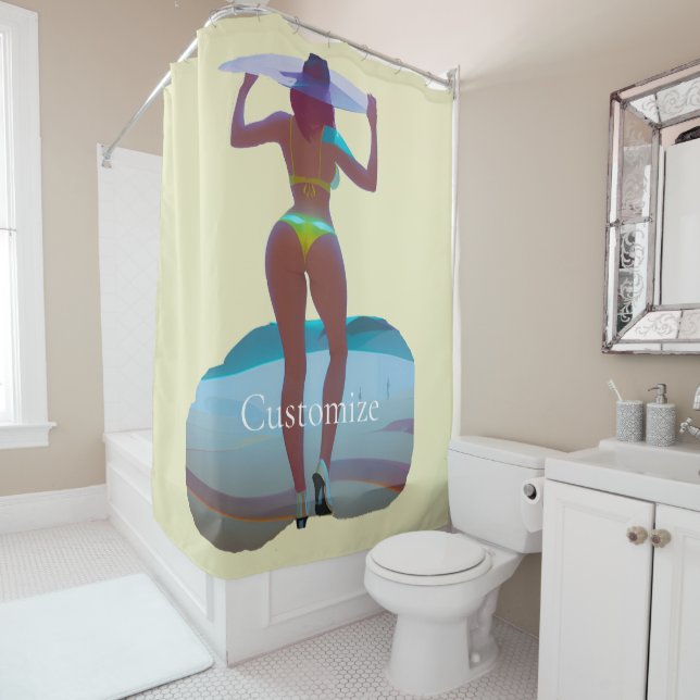 Rideaux De Douche Bikini Booty Beach Girl Thunder_Cove (En situation)