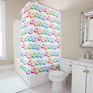 Rideaux De Douche BINGO en lettres colorées Motif de jeu amusant