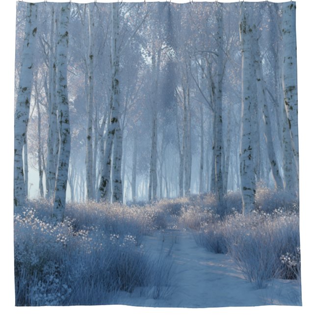 Rideaux De Douche Birch Radiant Snow Forest Shower Curtain (Devant)