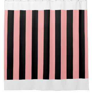 Rideaux De Douche Black & Coral Pink Striped Shower Curtain