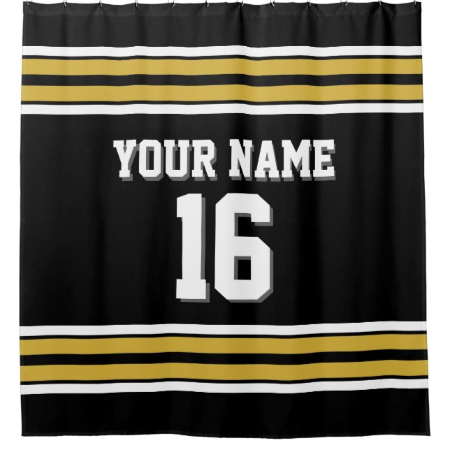 Rideaux De Douche Black Gold White Stripes Sports Jersey (Devant)