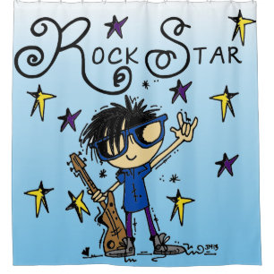 Rideaux De Douche Black Hair Boy Rock Star Music