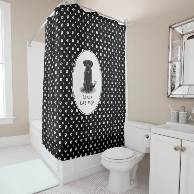 Rideaux De Douche Black Lab Mom (Labrador Retriever Mom) mignonne ch (En situation)